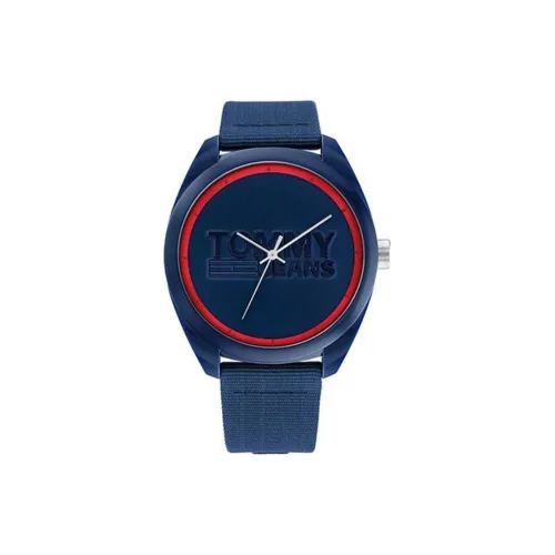 Tommy Hilfiger Мужские часы Кварцевый механизм Холстовый ремешок 45 мм Синий циферблат