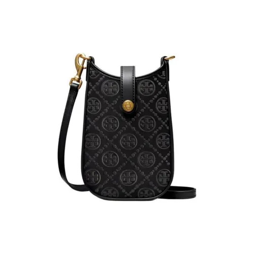 TORY BURCH Жаккард с кожаными вставками чехол для телефона сумка через плечо женский черный