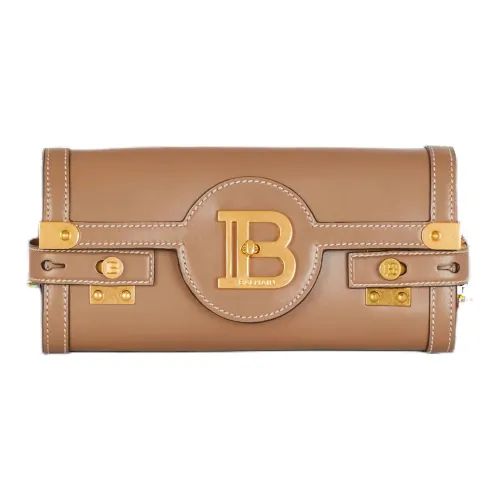 BALMAIN B Buzz Телячья кожа Одно плечо Через плечо Клатч Женский Коричневый