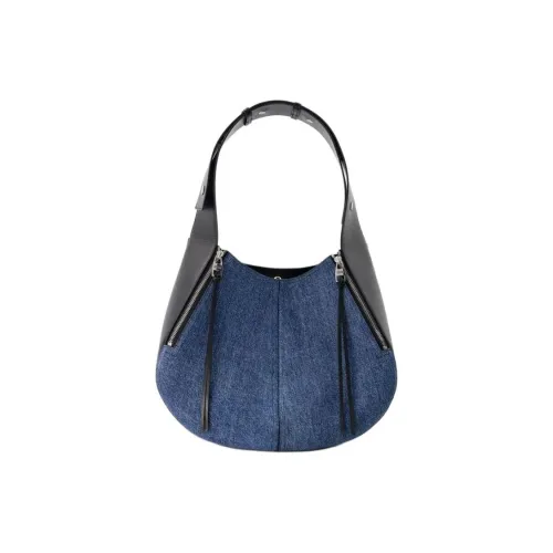 Alexander McQueen Покрытая холстовая сумка-хобо женская синяя и черная