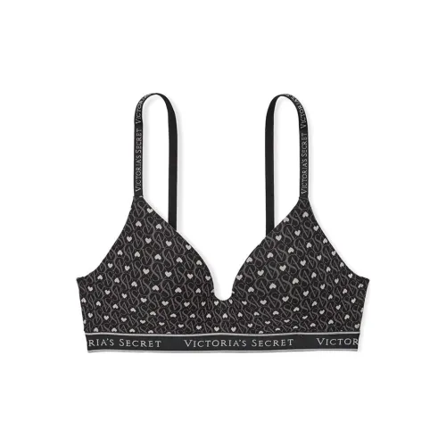 Victoria's Secret Valentine's Day Collection Черный Письмо Сердце Принт Женские Бюстгальтеры