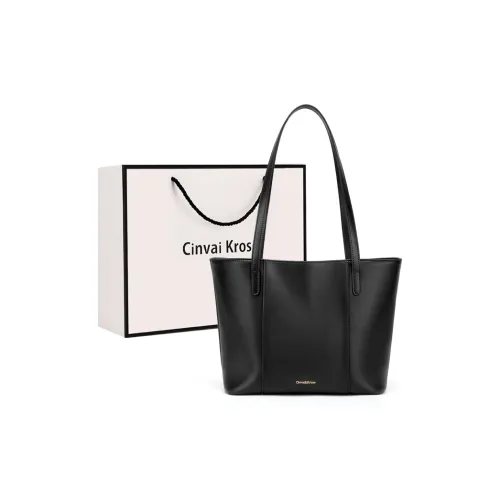 CinvaiKrose Сумка через плечо из коровьей кожи с синтетической кожей большая женская черная кремово-белая