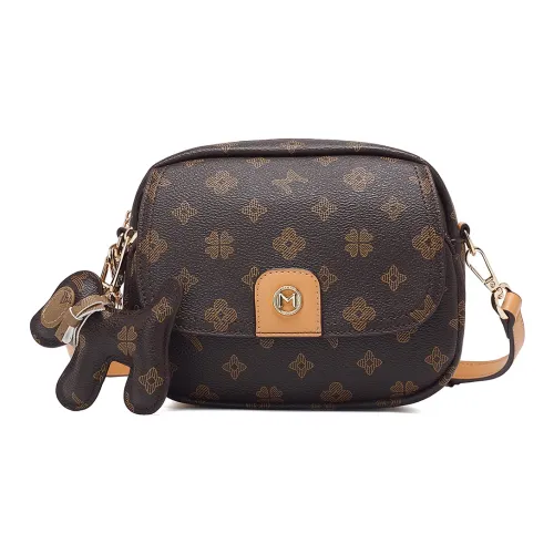 MEXICAN Поливинилхлорид Кожа Маленькая Круглая Сумка Сумка через плечо Стандартная Женская Темно-коричневый Экрю