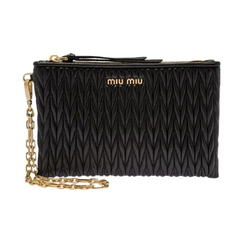 MIU MIU Matelassé Sheepskin Clutch Women's Black