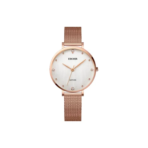 EBOHR Кварцевый механизм ремешок из нержавеющей стали женские часы белый циферблат