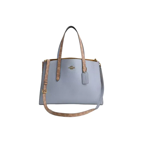 COACH Charlie Кожа Одно плечо Сумка Большая Женская Латунь и Коричневый Туманный