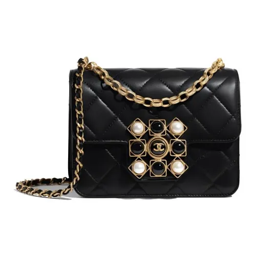 CHANEL Телячья кожа Сумка с клапаном Сумка через плечо Сумка через плечо Женская Черная