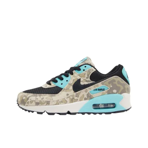 Nike Air Max 90 Амортизация Износостойкий Низкий Топ Повседневные Беговые Кроссовки Унисекс Бежевый Синий