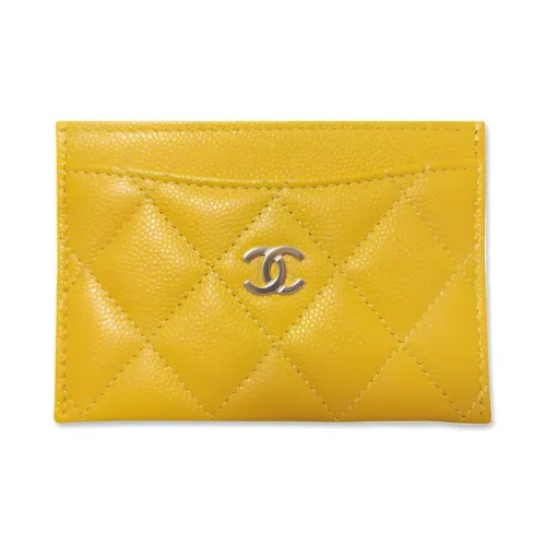 CHANEL Кошелек из коровьей кожи держатель для карт стандартный женский кремово-желтый