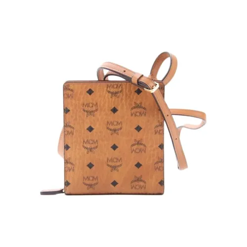 MCM Оригинальный Visetos Essential Visetos Origina Eco-Friendly Кожа Кошелек Сумка через плечо Мужской Коньяк Монограмма