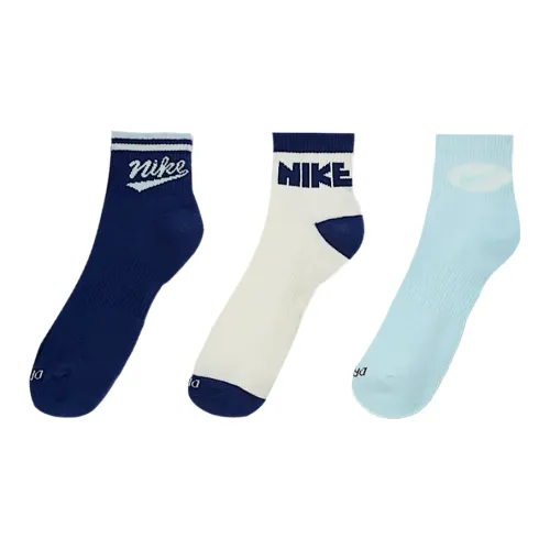 NIKE 3 шт Синий+Белый+Зеленый Унисекс Носки