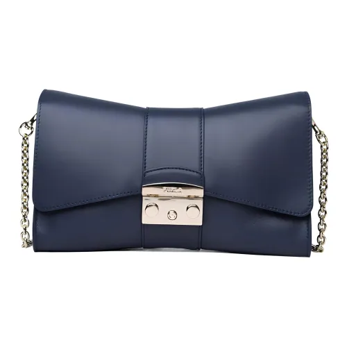 Furla Metropolis Collection Кожа Сумка через плечо Мини Женская Темно-синяя