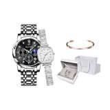 Серебристый Черный + Серебряный Ромб Белый Циферблат