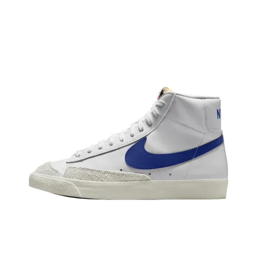 nike Blazer Mid Slip Resistant Abrasion Resistant MID Топ Скейтборд Кроссовки Унисекс Белый Синий
