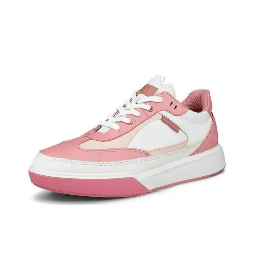 Ecco Низкие Кроссовки для Скейтбординга Женские Белые Розовые Красные Нежно-Розовые