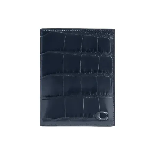 COACH Телячья кожа Держатель для паспорта Mini Мужской Темно-морской синий