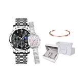 Серебристый Черный + Серебряный Ромб Розовый Циферблат