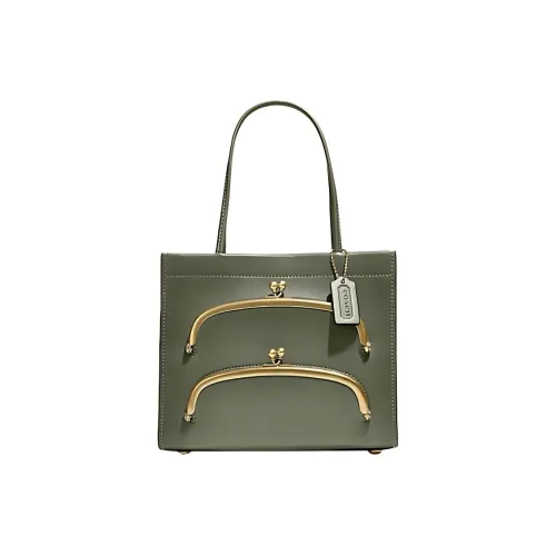 COACH Коровья кожа Тоут Сумка Сумка для покупок Сумка через плечо Сумка Маленькая Женская Оливково-зеленая