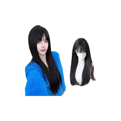 GLUNA Сетка Черный Длинный Straight Парики Модный тренд Прохладный Wa Минималистичный