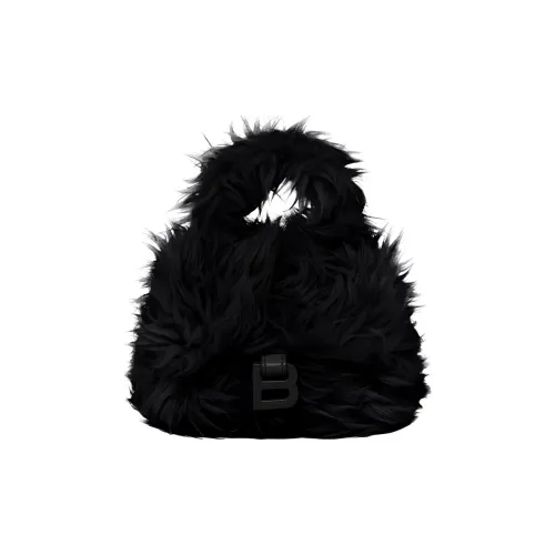 Balenciaga HOURGLASS Плюшевая сумка Hourglass кошелек для монет сумка на одно плечо сумка через плечо мини женская черная