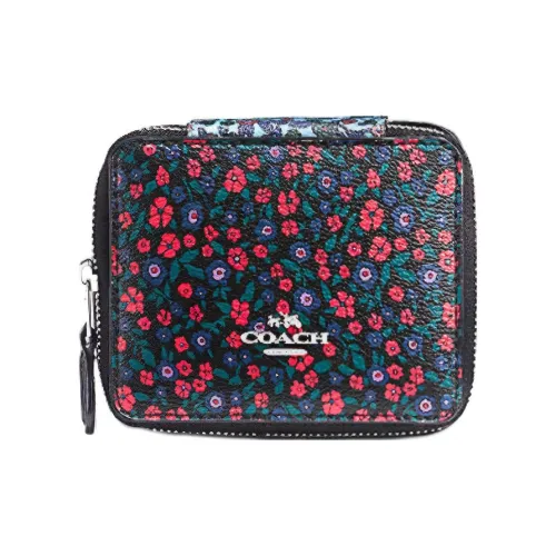 COACH Ювелирные украшения Bo Покрытый холст Шкатулка для украшений Хранение Коробка Мини Женские Черный