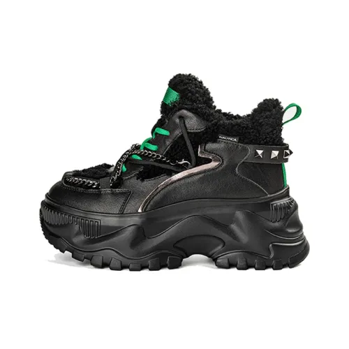 NAUTICA Амортизация устойчивый к истиранию увеличенная высота термическая подкладка высокий топ массивные кроссовки Женские Черный