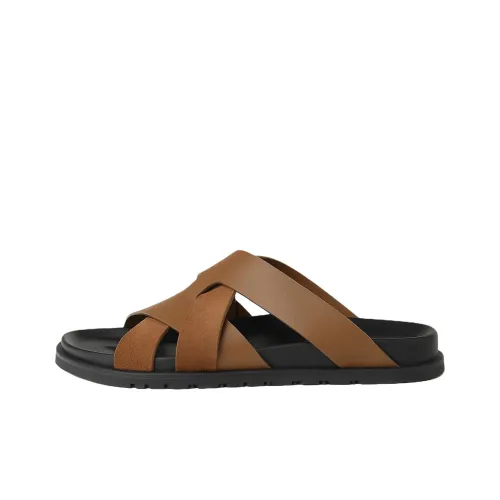 HERMES Rubber Slide Тапочки Мужские Коричневые