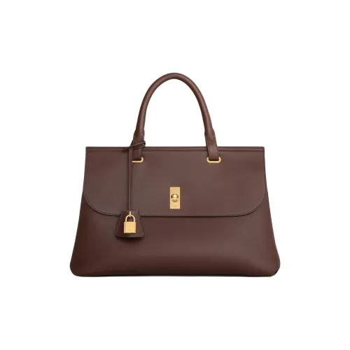 CELINE Телячья кожа Тоут Сумка Сумка для покупок Сумка среднего размера Женская Hickory Nuts Древесный цвет