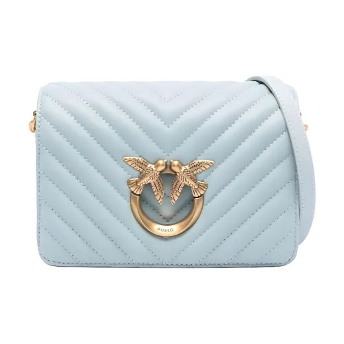 PINKO Click series Телячья кожа Сумка через плечо Сумка на плечо Женская Светло-синяя