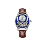 Серебряный корпус, коричневая кожа