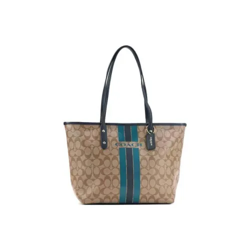 COACH City Zip Tote Холст Тоут Сумка Сумка для покупок Плечевая сумка Большая Женская Монограмма Коричневый