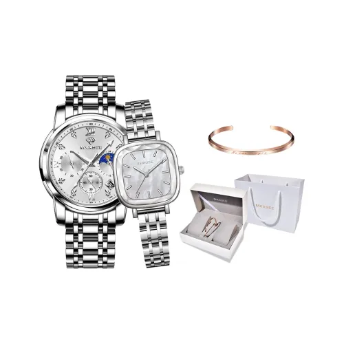 MXXSEE Коробка Greeting Card Writing Service Кварцевый механизм Нержавеющая сталь Ремешок для часов Унисекс Белый циферблат