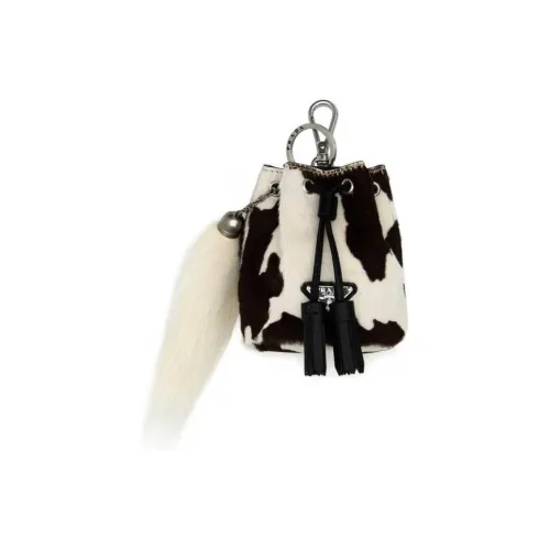 PRADA Keychains Женские Кожа Черный Белый