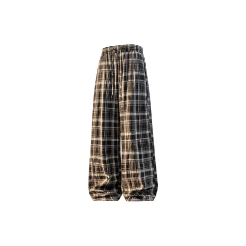 Дофаминовая одежда Клетка с принтом Широкие брюки Повседневные штаны Унисекс