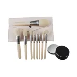 9 шт Бежевый + Розовая сумка-конверт + Щетка в коробке