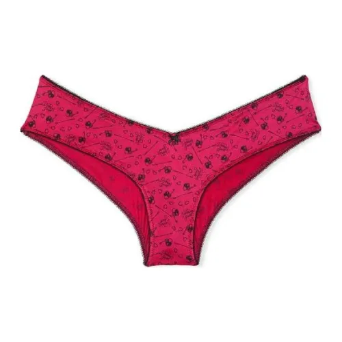 Victoria's Secret 1 Пачка Велюр Ярко-Розовый С Принтом Женские Трусики-Бикини