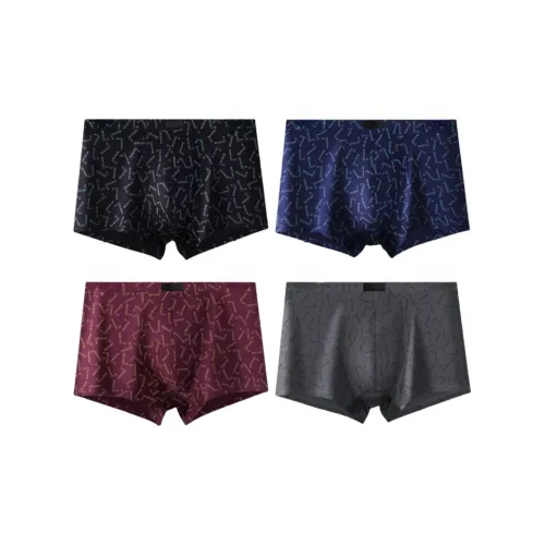 Tingqu Черный + Королевский Синий + Фиолетовый + Темно-Серый Мужские Боксеры