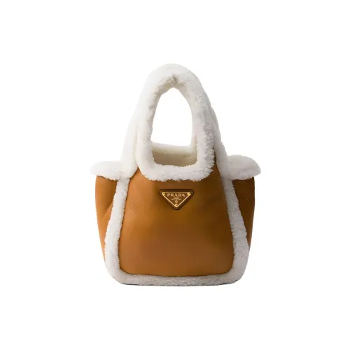 PRADA Кожа Тоут Сумка Сумка для покупок Сумка Мини Женская Коньяк Смесь с Естественный цвет