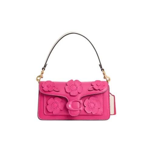 COACH Tabby Полированная кожа с галькой одно плечо маленькая сумка женский розовый красный и мел белый