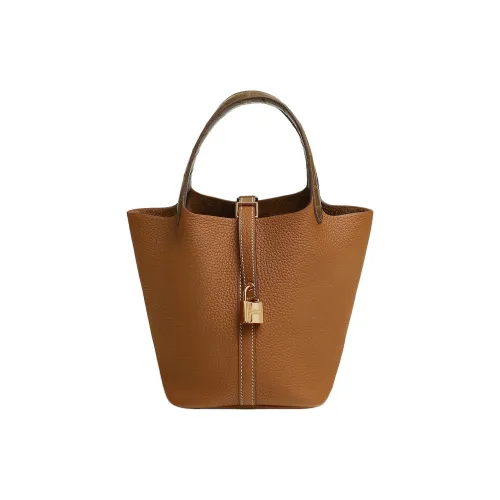 HERMES Picotin Lock Clemence Телячья кожа Корзинка-сумка Сумка-ведро Сумка Женская Коричневая