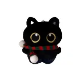 Черная кукла-кот + красный зеленый шарф