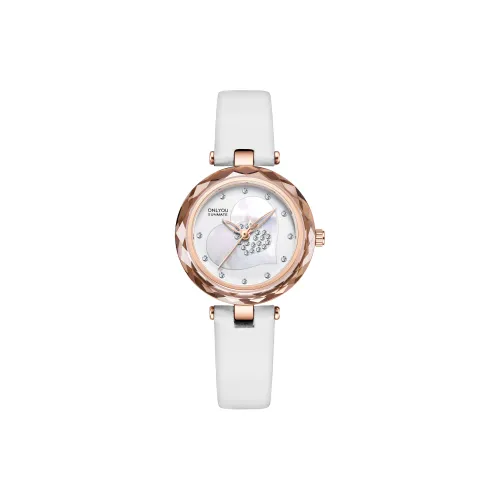 SUNMATE Кварцевый механизм ремень из натуральной кожи женские часы белый циферблат