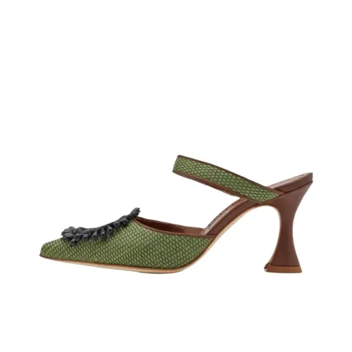 MANOLO BLAHNIK Домашние тапочки 9 см Женские Зеленые