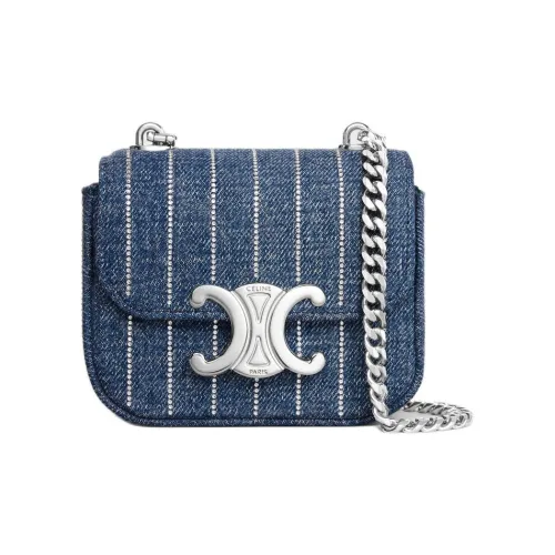 CELINE Claude Деним Сумка через плечо Мини Женская Синяя