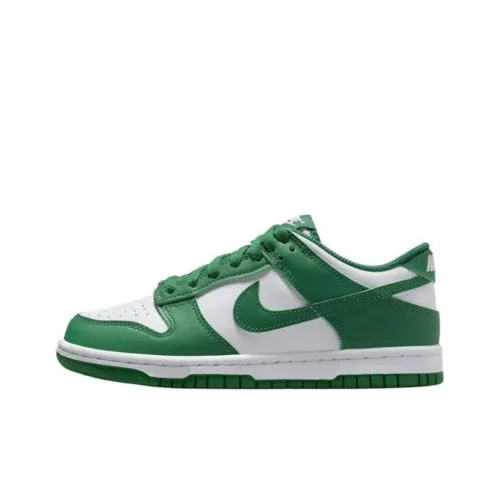 Nike Dunk Детские Скейтбординги Низкий Топ Белый/Павлиний Зеленый Унисекс