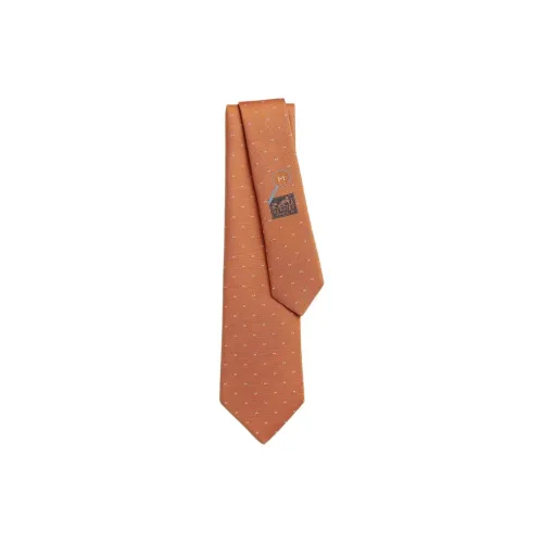 HERMES Шелк Тутовый шелк Галстуки Мужской Апельсин