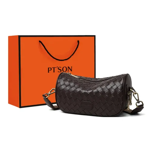 PT'SON Коровья кожа Подмышечный Сумка через плечо Стандартная Женская Винно-кофейный