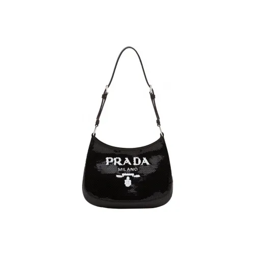 PRADA Cleo Кожа Плечевая сумка Женская Черный Белый
