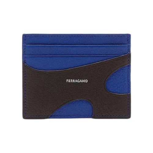 Ferragamo Hammered Текстура Телячья кожа Держатель для карт Мужской Лазурь