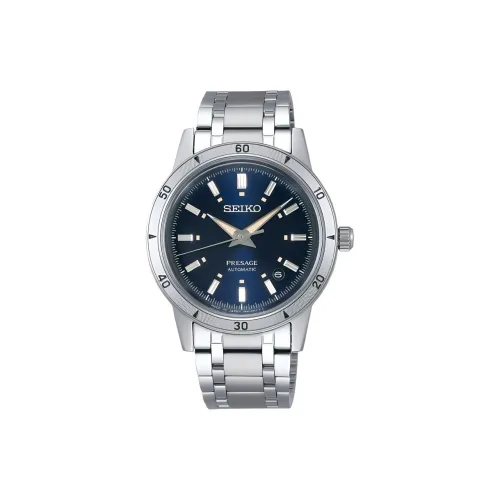 SEIKO Автоматический Ручной Механизм Нержавеющая Сталь Ремешок Часы 46,2 мм Мужские Часы Синий Циферблат